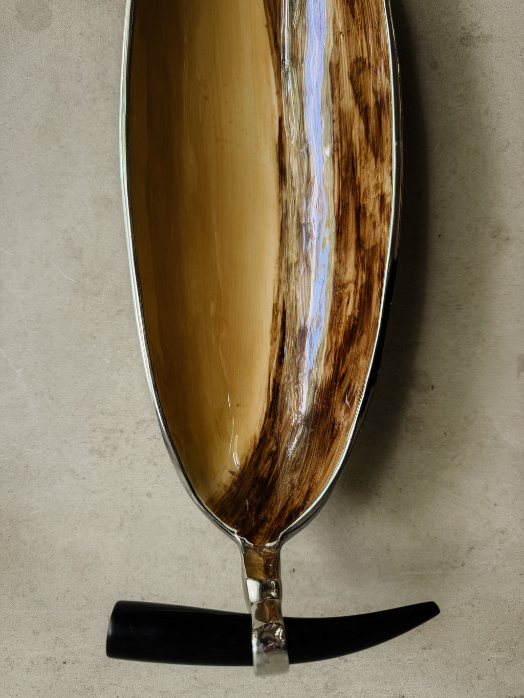Pair of Vintage Horn Serving Trays with Horn handles