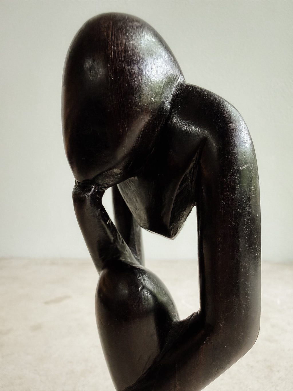 Hand Carved Folk Art “Thinker”, Unsigned