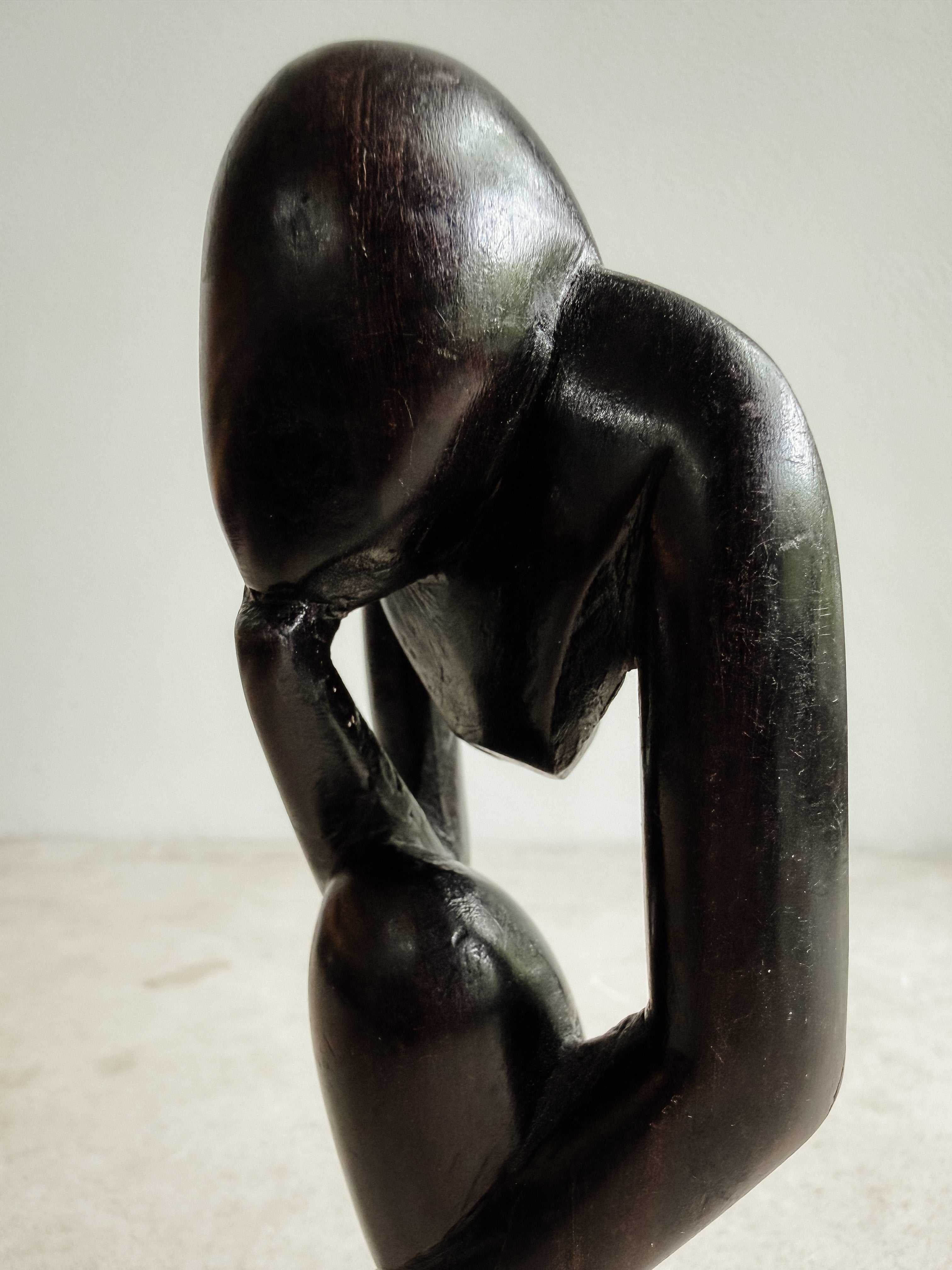 Hand Carved Folk Art “Thinker”, Unsigned