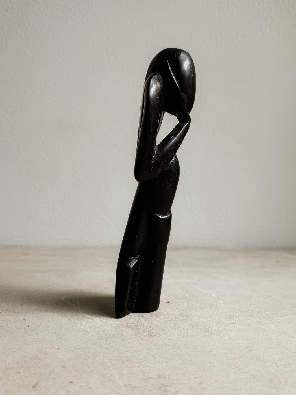 Hand Carved Folk Art “Thinker”, Unsigned