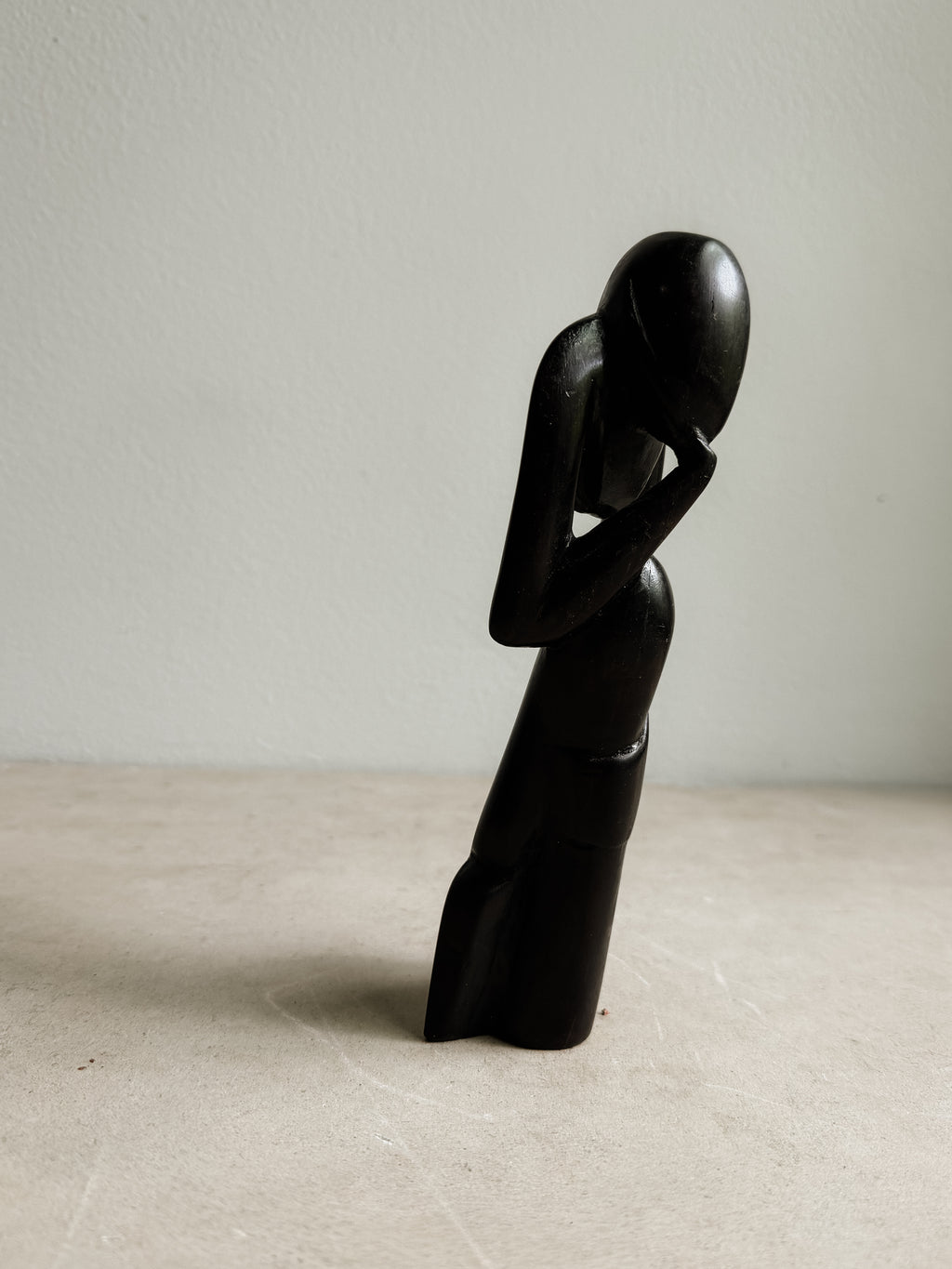 Hand Carved Folk Art “Thinker”, Unsigned