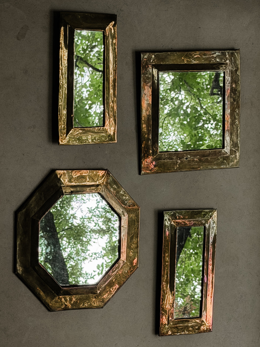 Set of 4 Vintage Brass Mirrors