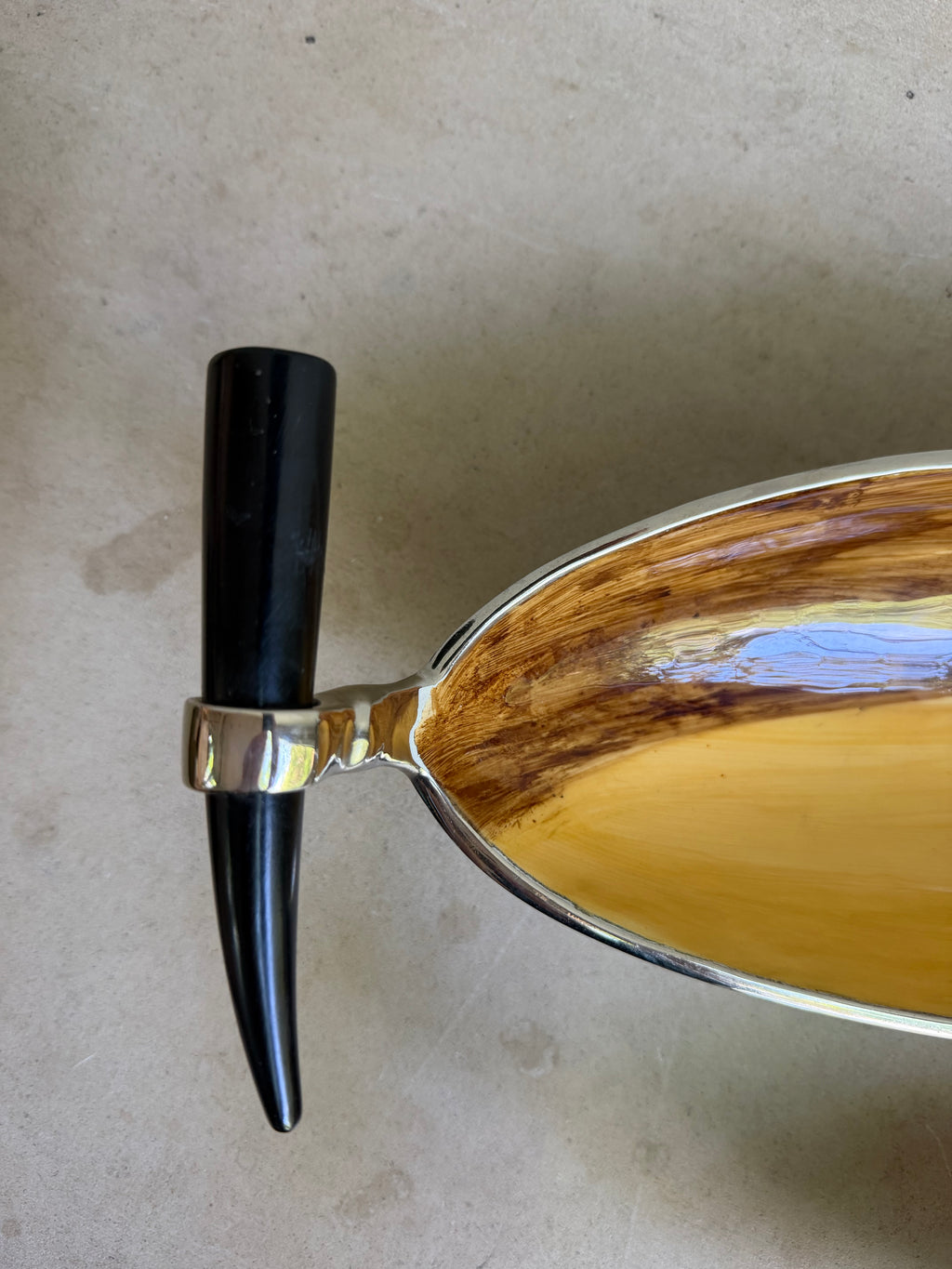 Pair of Vintage Horn Serving Trays with Horn handles