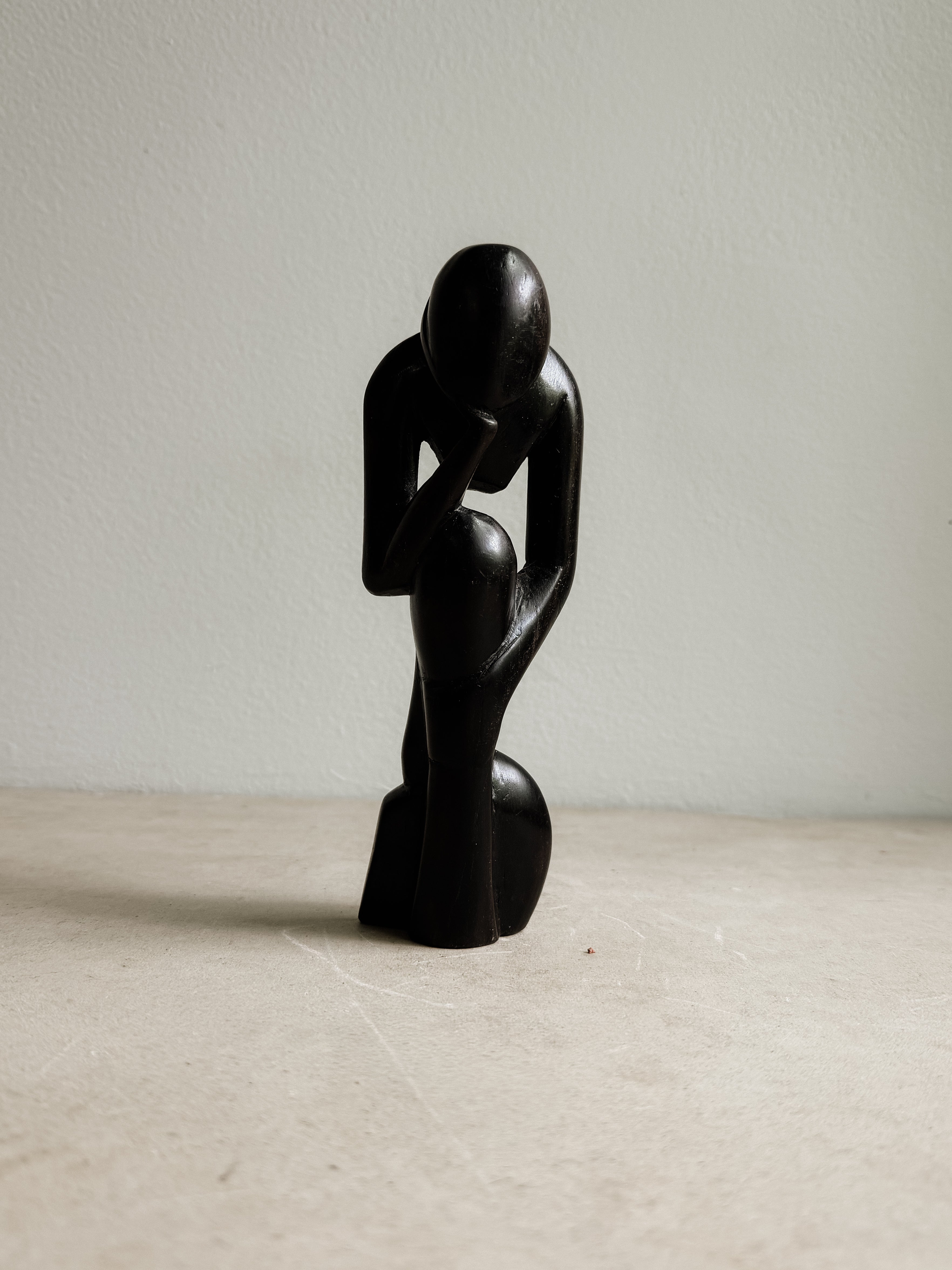 Hand Carved Folk Art “Thinker”, Unsigned