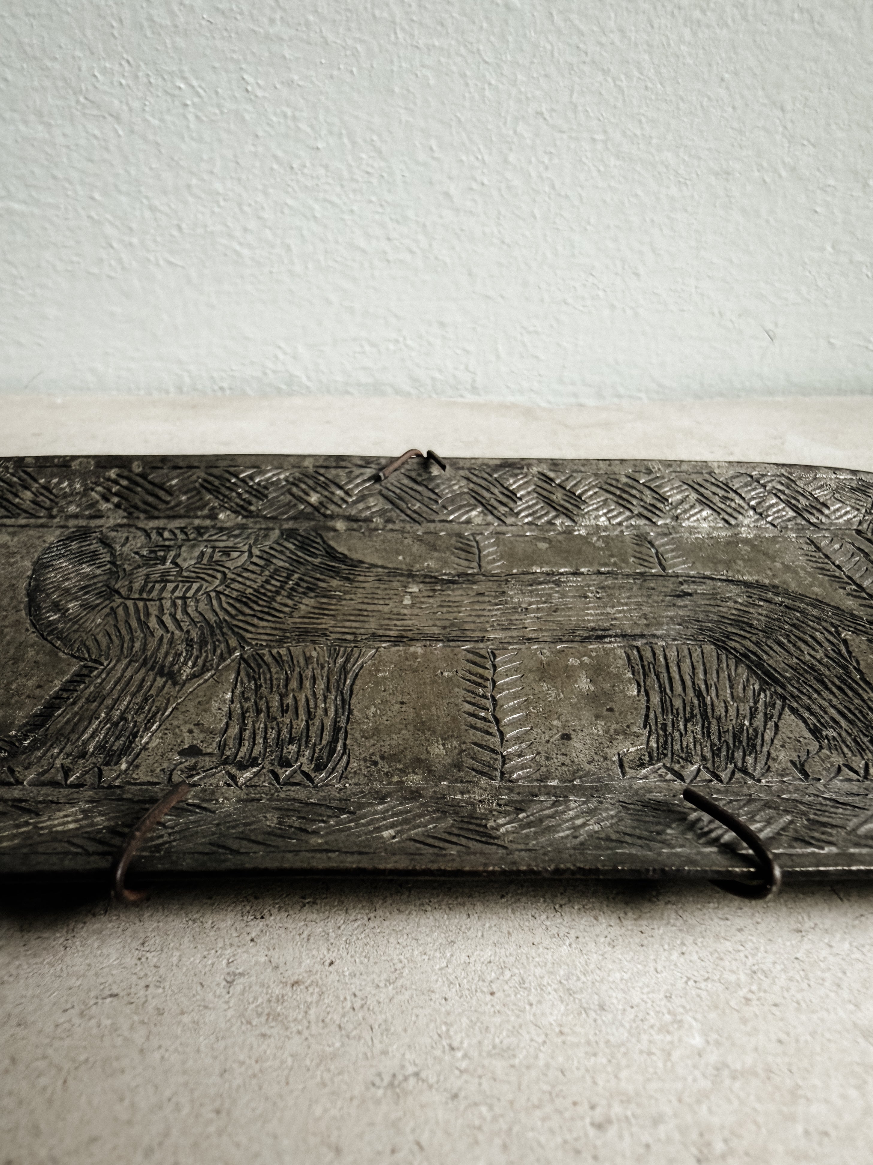 Engraved Metal Lion Wall Hanging