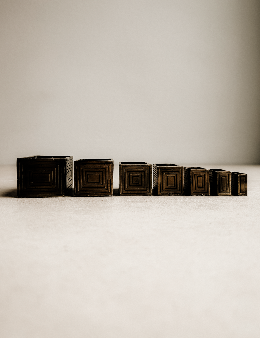 Set of Seven Miniature Brass Nesting Boxes