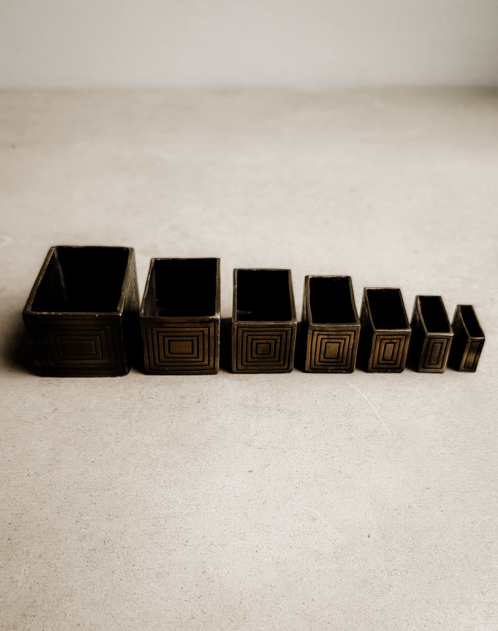 Set of Seven Miniature Brass Nesting Boxes