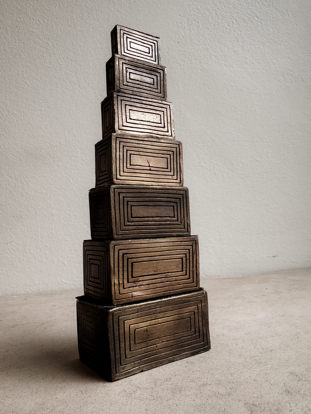 Set of Seven Miniature Brass Nesting Boxes