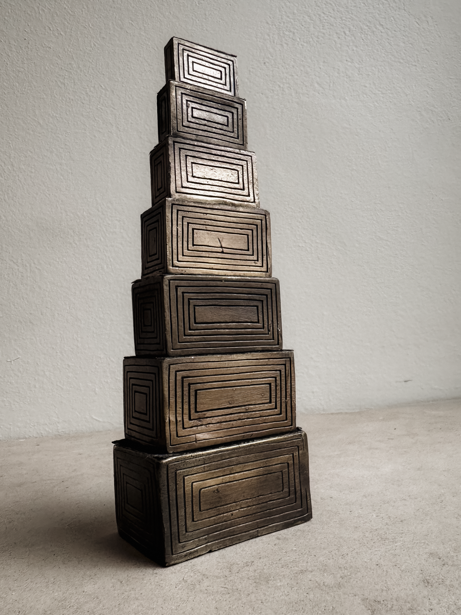 Set of Seven Miniature Brass Nesting Boxes