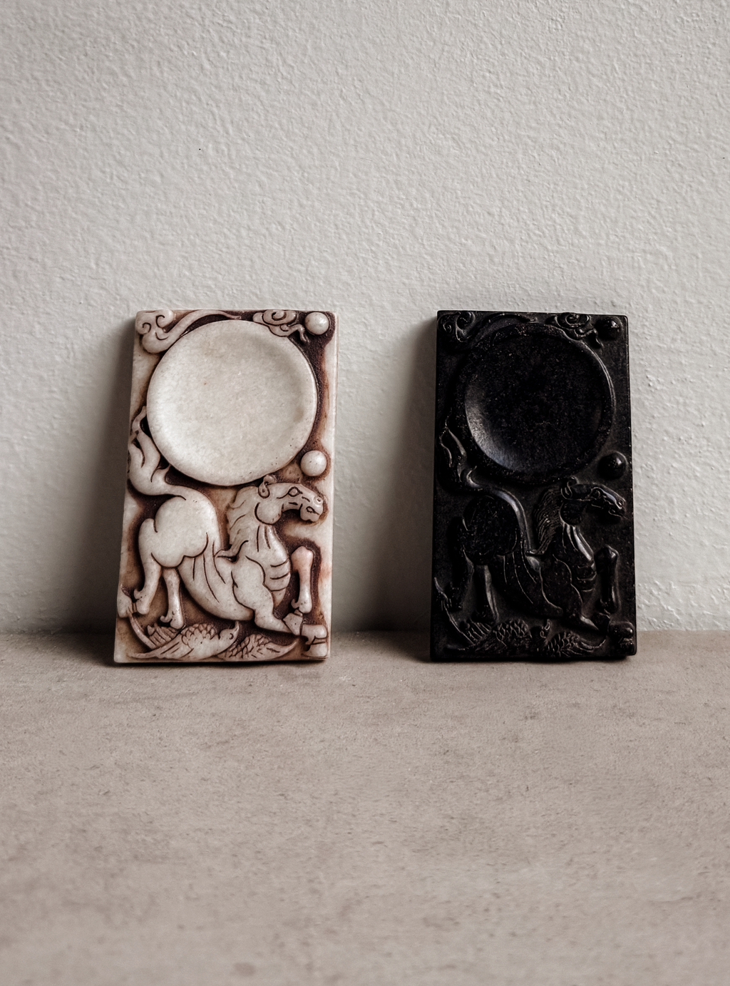 Pair of Chinese Carved Inkstones