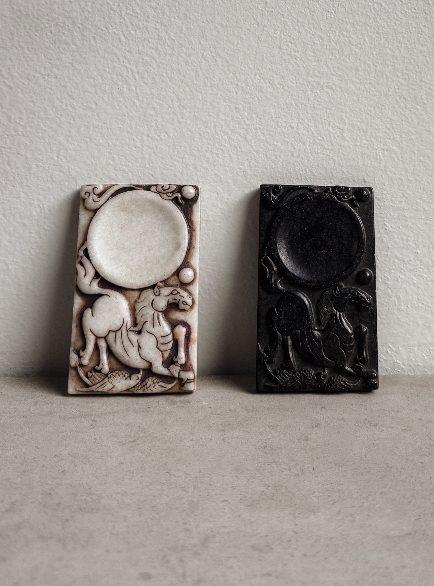 Pair of Chinese Carved Inkstones