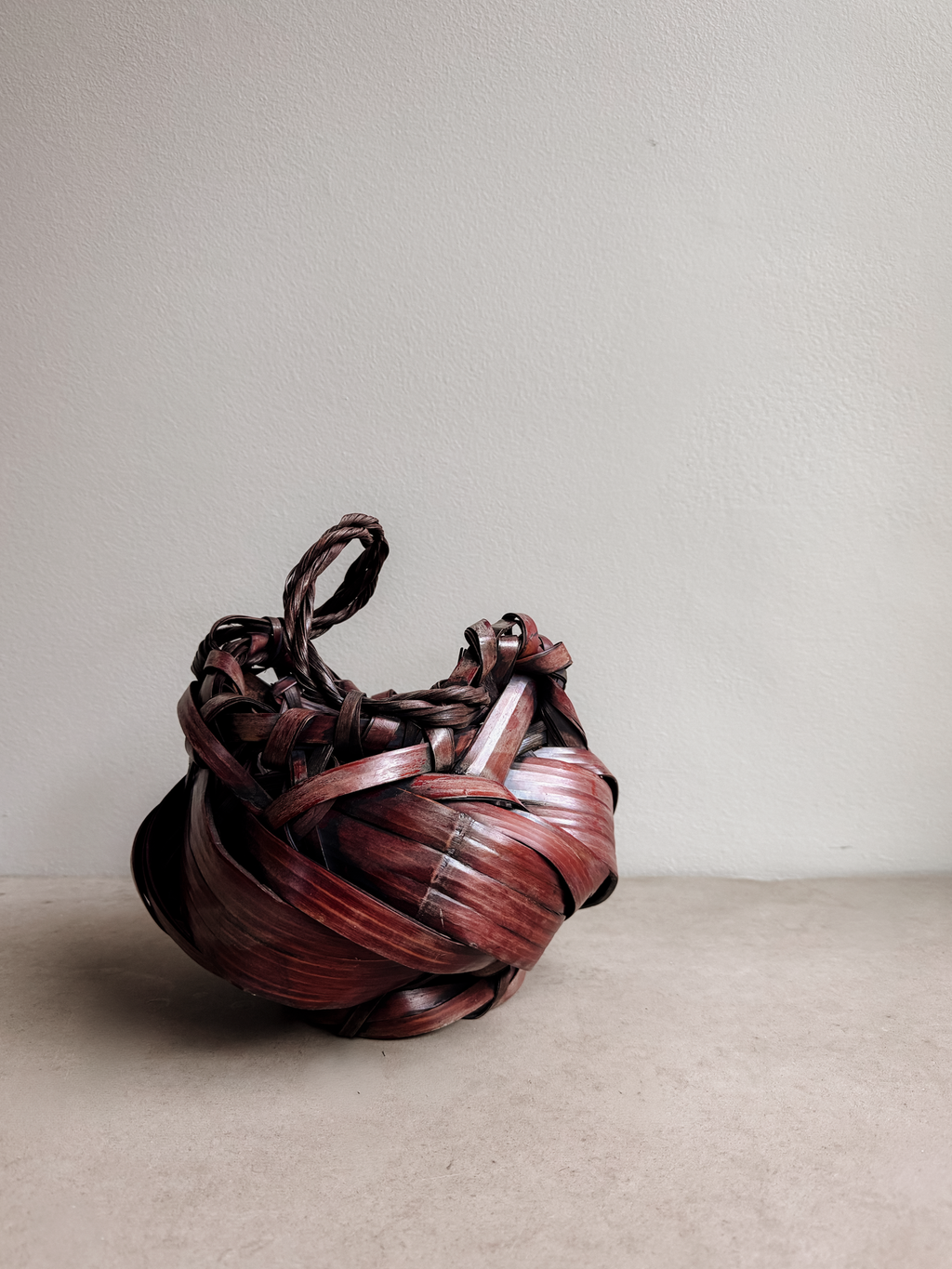 Handwoven Bamboo Basket, Japanese Style