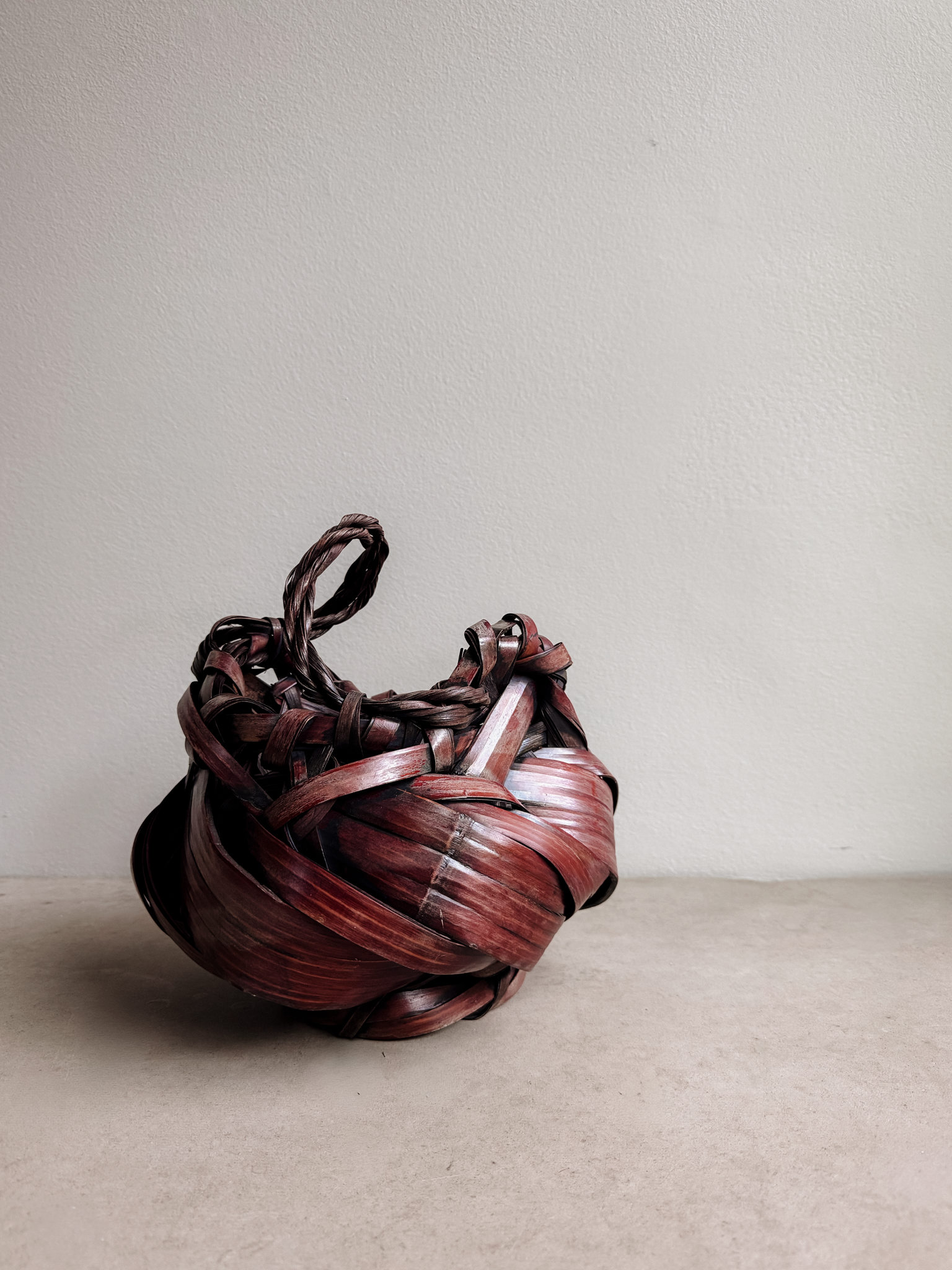 Handwoven Bamboo Basket, Japanese Style