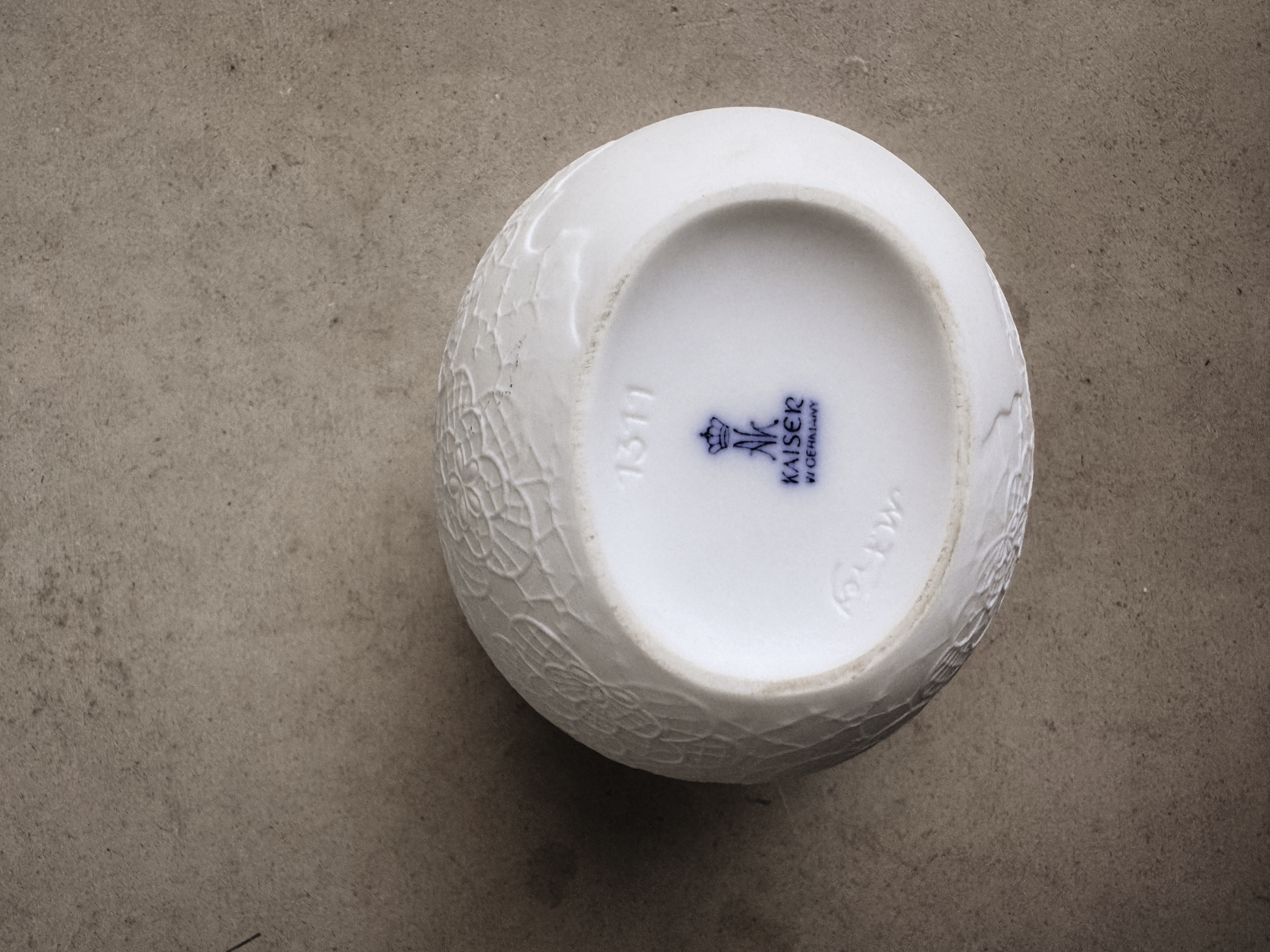 Mid-Century West German Pottery Vase with Embossed Geometric Floral Relief