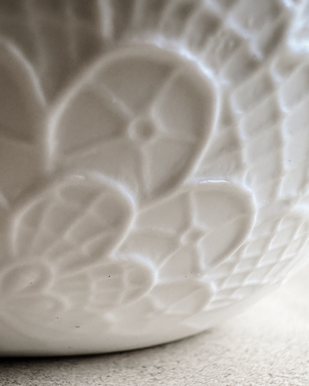 Mid-Century West German Pottery Vase with Embossed Geometric Floral Relief