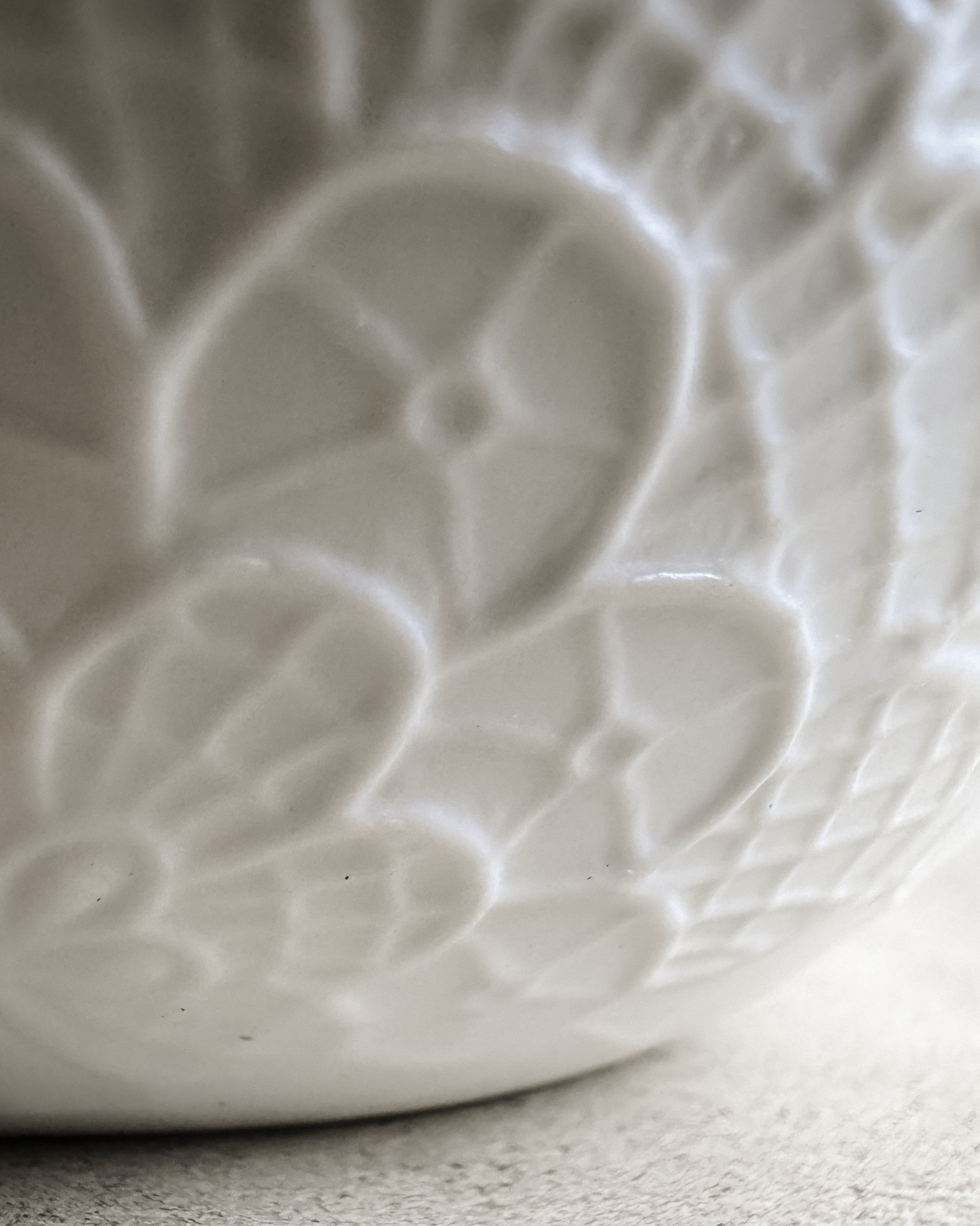 Mid-Century West German Pottery Vase with Embossed Geometric Floral Relief