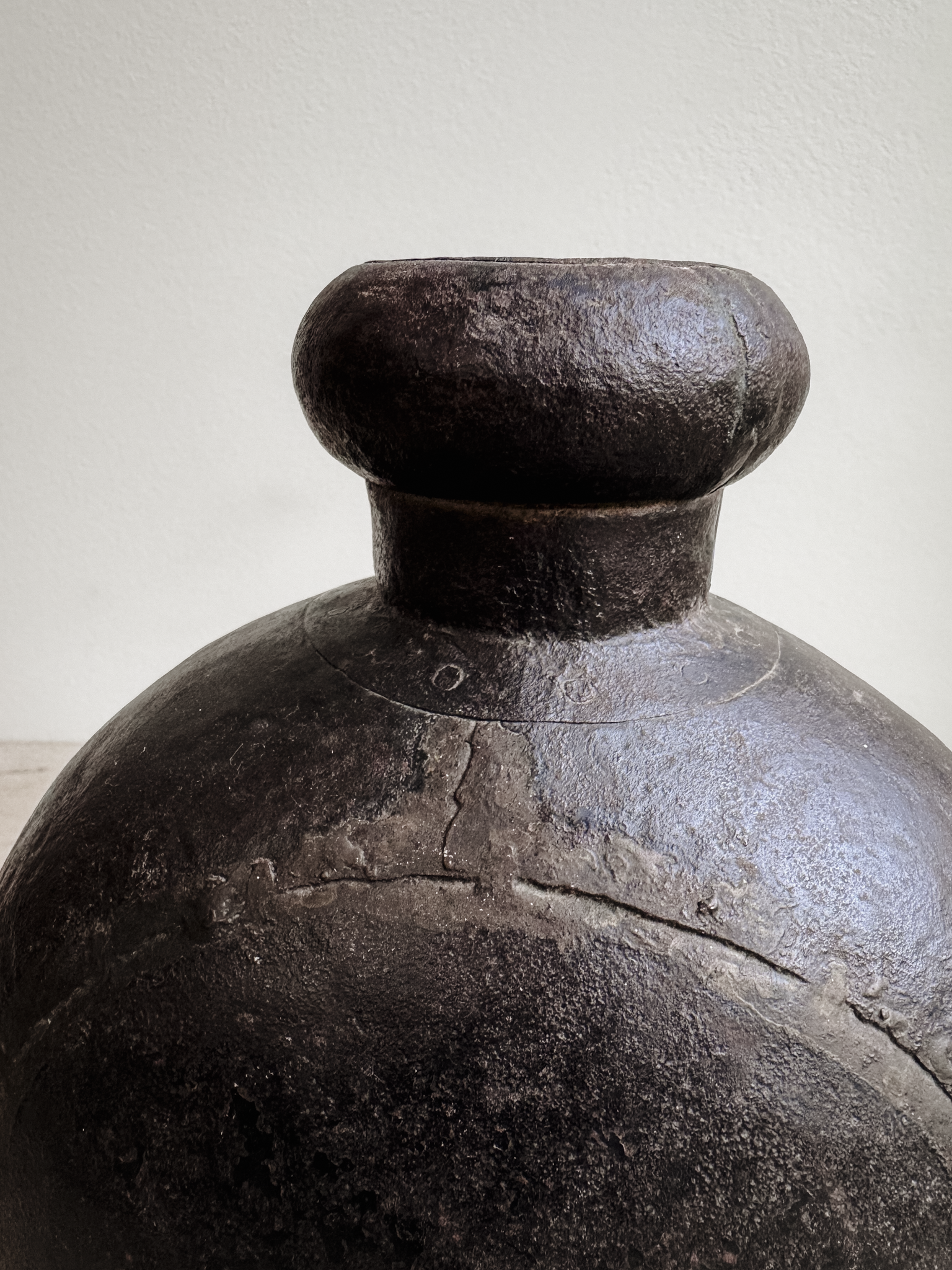 19th Century Hand-Hammered Copper Vessel with Brazed Seams